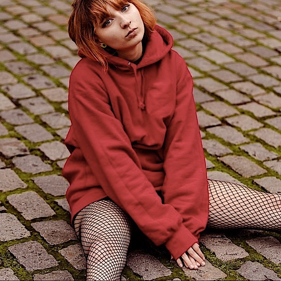 100% Cotton Uniqlo ♥️Red♥️ Oversized Hoodie Sweatshirt Hooded With Hand Pockets - Picture 14 of 16